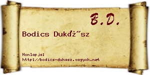 Bodics Dukász névjegykártya